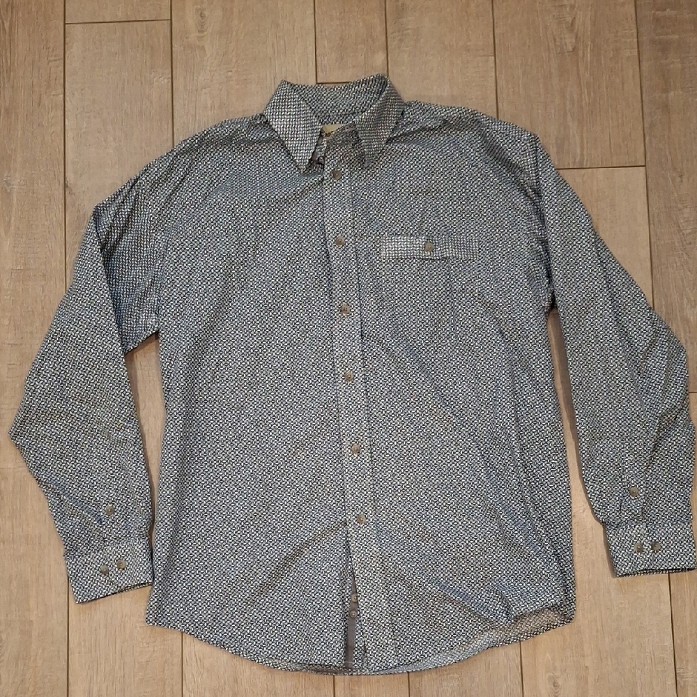 Wrangler Blue & White Patterned Button Down Shirt
